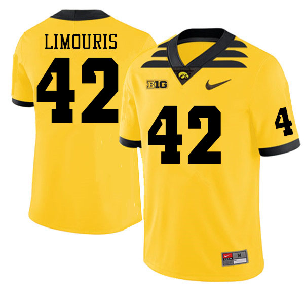 Men #42 Denin Limouris Iowa Hawkeyes College Football Jerseys Sale-Gold